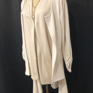 Lumiani Open Front 100% Cashmere Long Cardigan Sweater – Beige – Size M